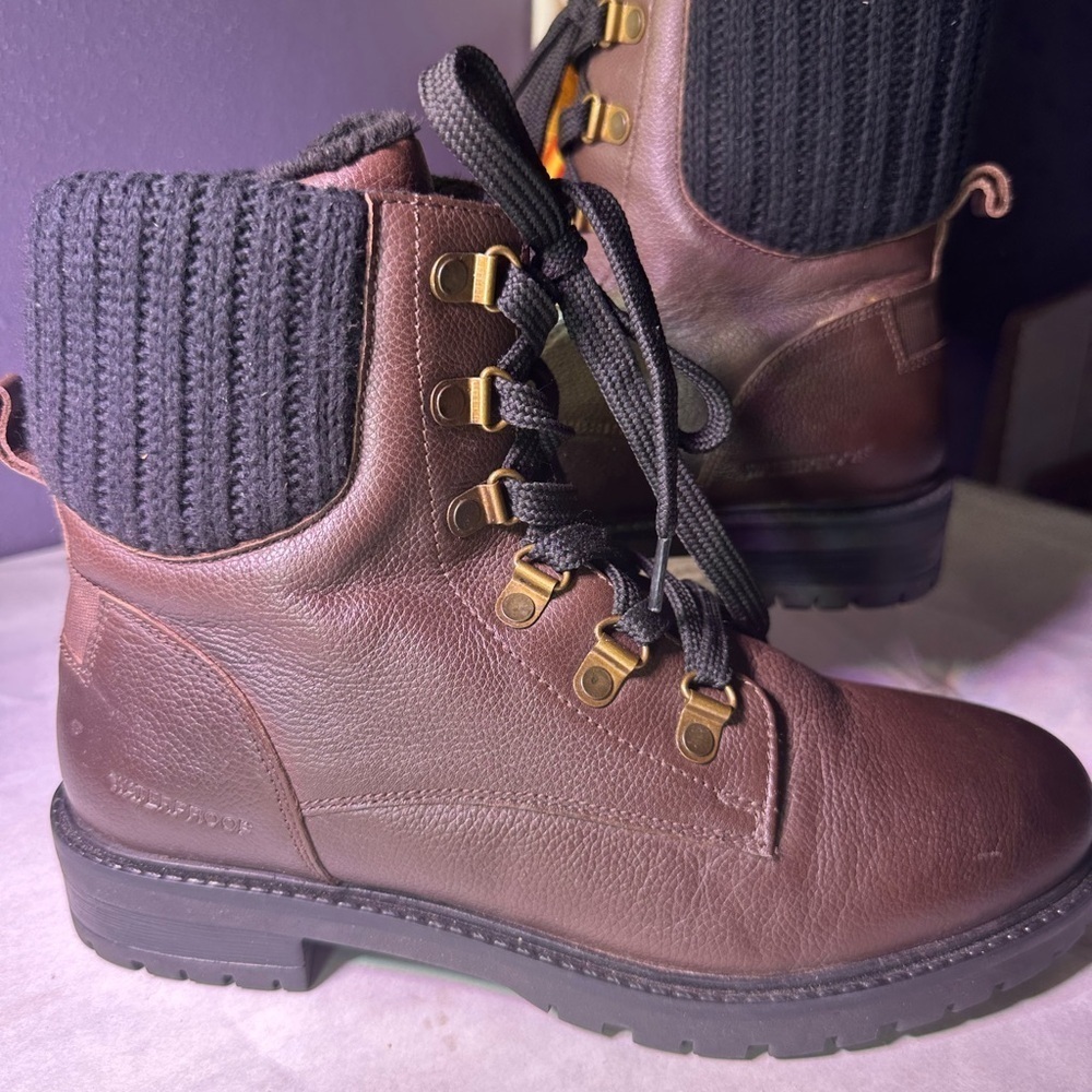 Cougar Brown Leather Combat Boots - Picture 3 of 16